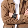 JAZTAKU Punk Rock Black Bracelet Leather Cuff Bangle for Men