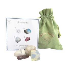 Insomnia Crystals - UK Designed 4 Stone Premium Selection for Peace, Awareness, Purity, Serenity Comes with Gift Pouch, Wellness Guide & Info Booklet