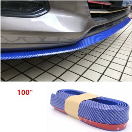 Unbranded 100" Blue Caron Fiber Print Front Bumper Lip Splitter Spoiler Skirt Protector