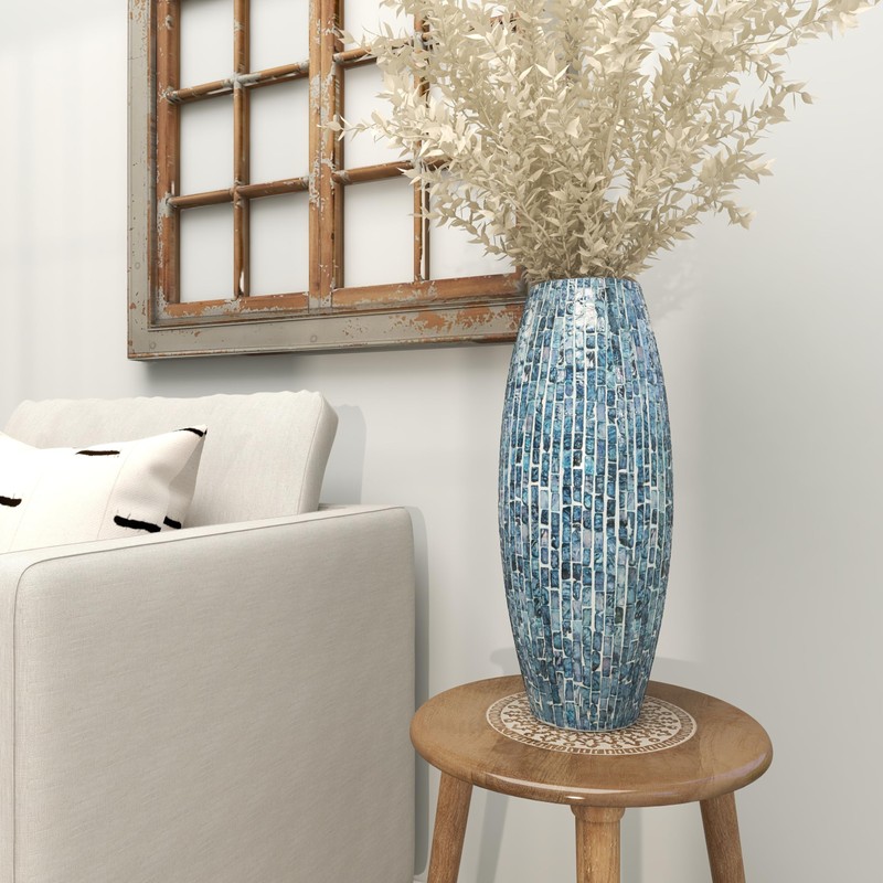 Deco 79 Mother of Pearl Shell Handmade Mosaic Inspired Vase,