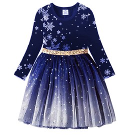 VIKITA Girls Dresses for Winter Long Sleeve Toddler Girls Clothes Christmas Party Tulle Dresses for Little Girls,LH4586 7T