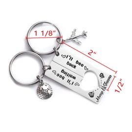 LParkin I'll Bee Back I'll Bee Waiting Long Distance Military Relationship Keychain Set Rectangle Keychain