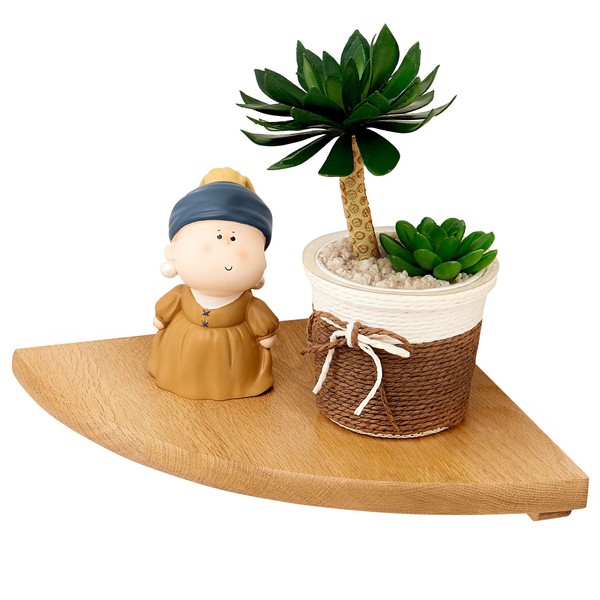 OAKERLAND Oak Corner Shelf Floating Shelves Corner 18 cm Solid