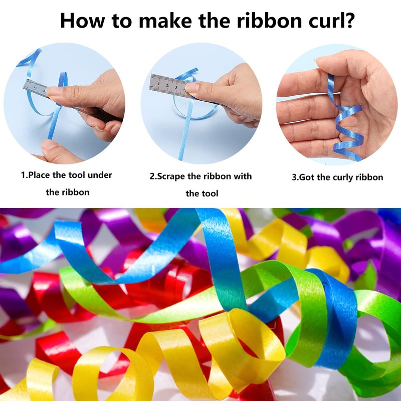 Mooshy 2 Rolls Silver Curling Ribbon, 100m Silver Ribbon for