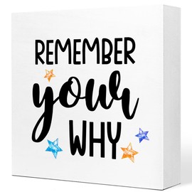 Ruvoty Inspirational Office Wood Box Sign Desk Decor,Motivational Table Decor,Remember Your Why Wood Block Plaque Tabletop Decoration,Office Gifts for Women Friend Coworker Q737