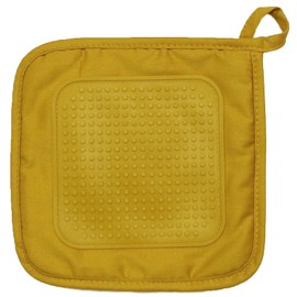 Macosa UI17904 Pot Holder Mustard Yellow Quilted 19 cm Non-Slip Heat Resistant Cotton Kitchen Utensil Pot Holder Kitchen Utensil Pot Holder Kitchen Yellow