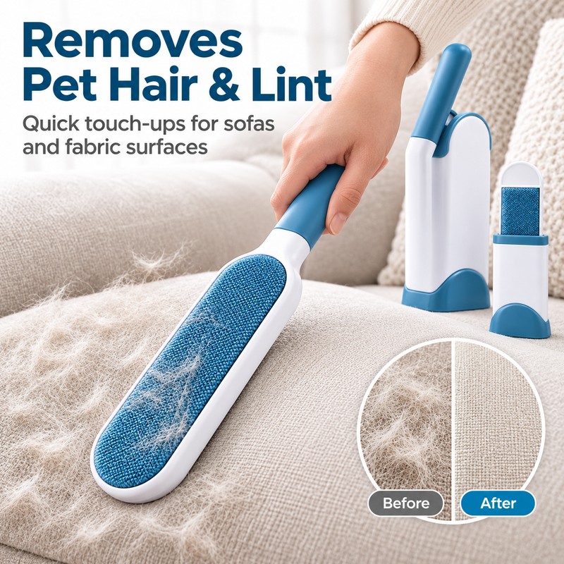 Reusable Pet Hair Remover Brush for Sofas, Carpets & Clothing