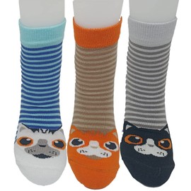 3 Pairs of Cat Printed Ankle Socks - Unisex Cat Socks - Funny Cat Socks - Printed Cotton Socks, multicoloured, 35-40