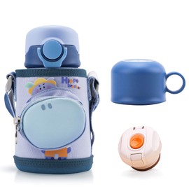 Bunnytoo Children's Water Bottle, 2-Way Straw Bottle, Vacuum Insulated, Heat Retention, 15.7 fl oz (450 ml) / 16.9 fl oz (500 ml), Thermos, Kids Bottle, Double Wall Vacuum Construction, Leak Proof,