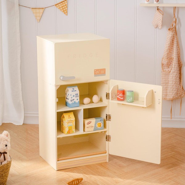 ROBOTIME ROBOTIME Play Kitchen Toy Fridge - Wooden Toy Refrigerator