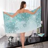 senya Bath Towel Set, Silver Winter Teal Turquoise Snowflakes Christmas
