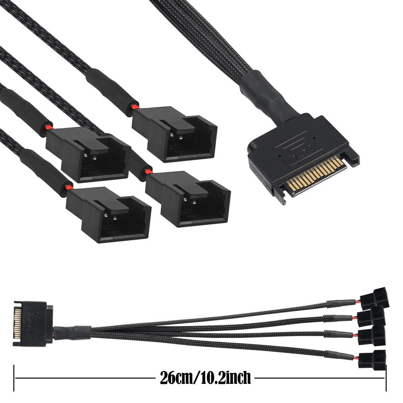 GINTOOYUN 2 Pack SATA to 3 Pin/4 Pin Case Expansion