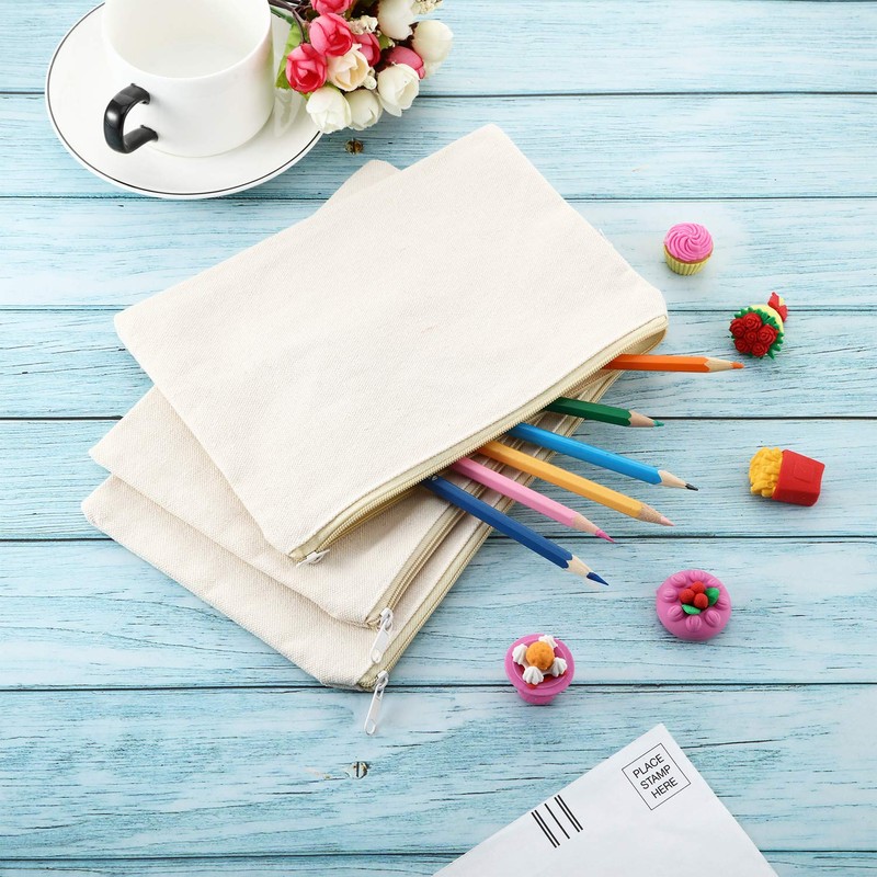 Gejoy 10 Pieces Cosmetic Canvas Pouch Bag Multipurpose Makeup Bag