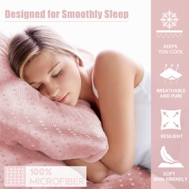 HENGWEITEXT 18 Inch Queen Sheets Deep Pocket,4 Piece Sheet Set Breathable and Cooling,Microfiber Sheet Set Deep Pocket,Wrinkle Free Shrinkage & Fade Resistant,(Pink)