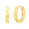 Diamond Cut Solid S925 Hoop Huggie Earrings;14K Gold Silver Huggie