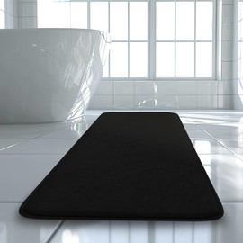 Luxury Bathroom Rug – 1 Piece Memory Foam Bath Mat, Non-Slip & Ultra Soft, Highly Absorbent, Easy to Clean - Black (47"x20")