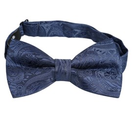 Alizeal Mens Paisley Bow Tie, Pocket Square, Cufflinks Set (Dark Navy)