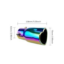OtpOutopa Car Exhaust Tip 2.5 inch Inlet, Universal Car Exhaust Pipe Modification Tail Throat Tail Pipe Stainless Steel Muffler Tip, Adjustable Heart Shaped Car Thickened Pipe (Straight,Colorful)