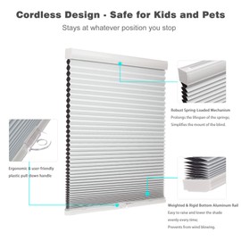 MYshade Cordless Cellular Windows Shades Blackout Blinds for Windows Easy to Install 28" W X 50" H(White), CEL28WT50C