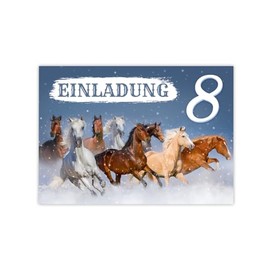 Minkocards 12 Invitation Cards for 8th Children's Birthday Girls Horse Invitation Eighth Birthday Children Colourful Birthday Invitations