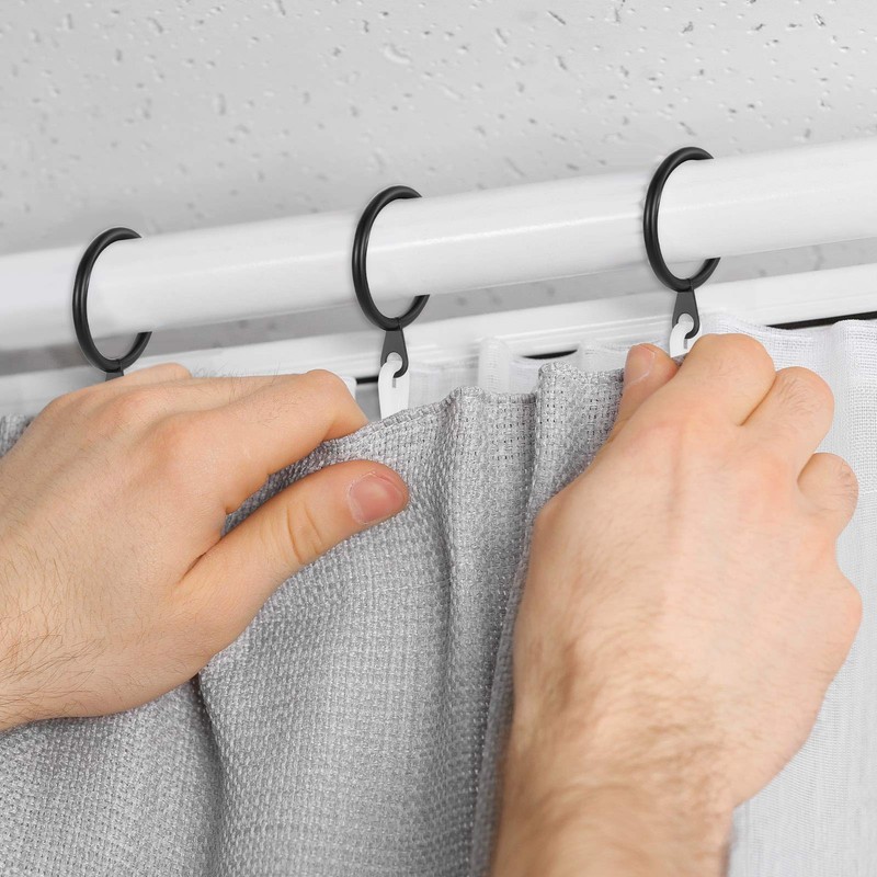 tonyg-p 20 Pack Metal Curtain Rings with Plastic Curtain Hooks,