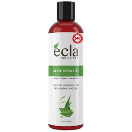Ecla Skin Care (8 oz / 240 ml) After Sun Aloe Vera Gel, 100% Pure Aloe Vera Gel for Face, Body, & Hair, Cold-Pressed Aloe Vera Juice, Soothing Organic Aloe Vera Gel, Alcohol Free