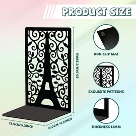 Peacoblue Metal Book Ends Stopper Holder Stand for Shelves Decorative, 13.46x10.9x20cm Modern Creative Heavy Duty Study Bookends Stoppers Holder Stand for Desk Shelf, 1 Pair (Paris Eiffel Tower)