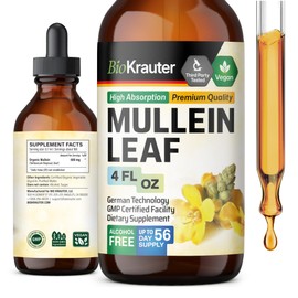  BIO KRAUTER Mullein Drops for Lungs - Vegan Respiratory Supplements - Sugar & Alcohol Free Mullein Extract for Lung Cleanse - Breathing Support Supplement - 4 Fl. Oz.
