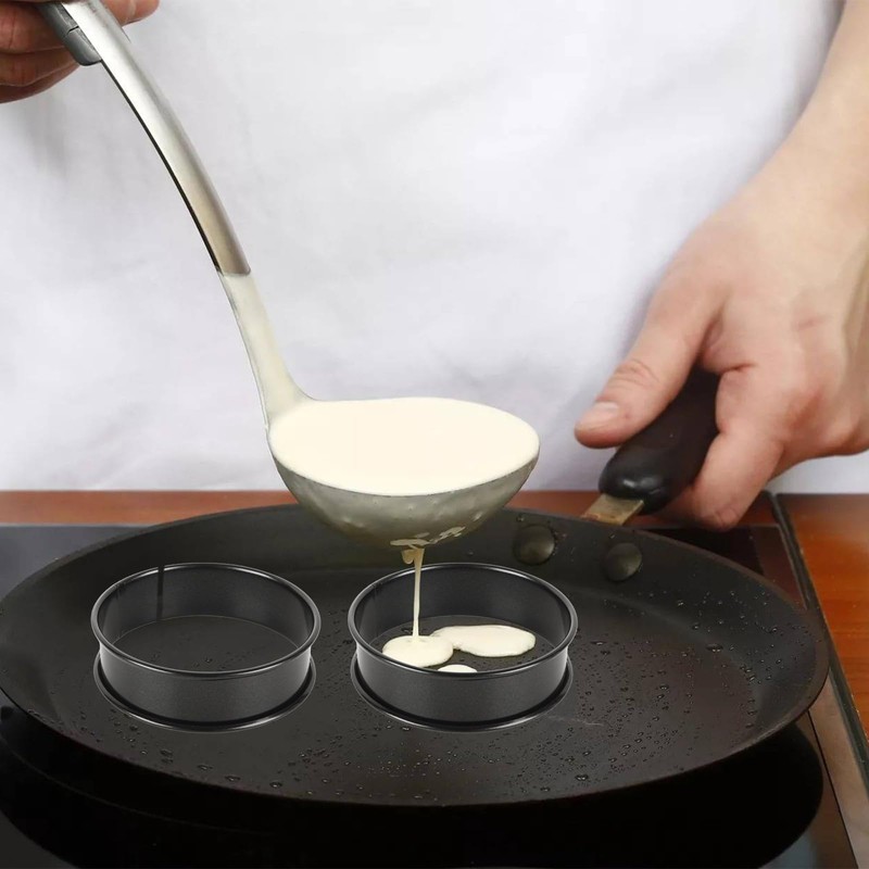 JMIATRY 8 Pcs Crumpet Rings, Non Stick Baking Ring Cooking