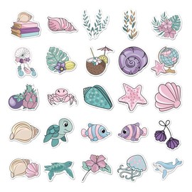 HNTR Mermaid Stickers | 50 Purple Turquoise Sea Themed Decals
