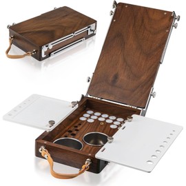 ACODE Wood Travel Watercolor Palette, Plein Air Easel Pochade Box for Art Supplies, Mini Walnut Portable Sketchbox for Painting, Handhold Tabletop Easel Storage Box, Wooden Art Box for Outdoor