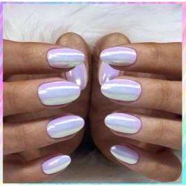 AURORA POLVO DE UÑAS Efecto Espejo CROMO Arte en Uñas Sirena Arco Iris AB (Opal6) Reino Unido