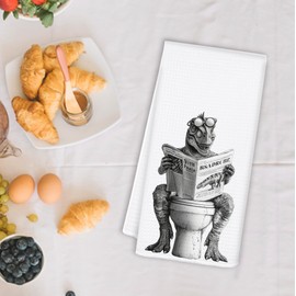 OSLYSOF Funny Dinosaur Hand Towels for Bathroom Washroom, Dinosaur Bathroom Decor, Gifts for Dinosaurs Lovers, Funny Animal Dinos Bathrooms Hand Towels, 16x24 Inch