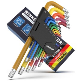 STONE REEF Allen Wrench Set 13 Pieces [T6-T50 mm] Hexagonal Wrench Compatible with Torx Screws Multicoloured, Craftsman Allen Wrench, Torque Wrench, Angle Screw Extractor