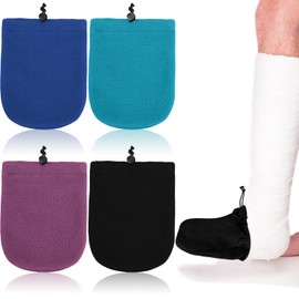 Cuffbow 4 Pack Foot Cast Toe Cover Socks Soft Warm Cast Toe Protector Cast Toe Covers for Men and Women Finger Cast Sock Adjustable Cast Socks Over Cast with Drawstring (Black Purple Turquoise Blue)