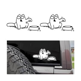 LKAHG Funny Hungry Cat Car Sticker, 2PCS Waterproof Cat Needs Food with Empty Bowl Vehicle Petrol Gas Cap Decal, Automotive Decoration Accessories, Universal for SUV Motorcycle Truck (Right)