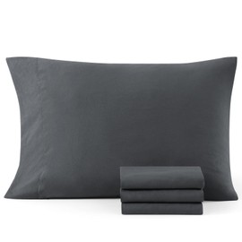 Casa Platino 4 Pack Pillow Cases - Standard Size 50x75 cm - Pre-Washed 100% Brushed Microfiber with Envelope Closure – Wrinkle Resistant and Soft - Charcoal