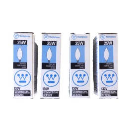 Westinghouse 0367800-25W 130V Frosted Incand CA8 Light Bulb, 2500 Hour Lot of 4