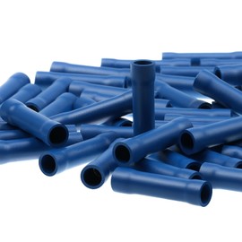 AIRIC UL Listed Blue Butt Connectors Crimp Splice Terminals 100 pcs 16-14 AWG Electrical Connector, Fully Insulated PVC Wiring Crimps Terminal for 16,14 Gauge Wire