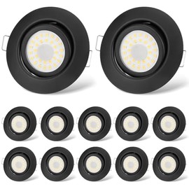 cloksh cloksh LED Einbaustrahler 230V Flach Dimmbar LED Spots 6W IP44 Bad Einbauleuchten Schwarz Deckenspots Deckenstrahler,Warmwei? 3000K Schwenkbar Einbauspots fr Badezimmer Kche Wohnzimmer,12er Set