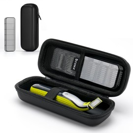 Hard Travel Bag with Attachment Storage Bag for Hybrid Electric Trimmer and Razor, Waterproof Carry Bag, Portable Storage Bag for O Blade Norelco Pro, Black