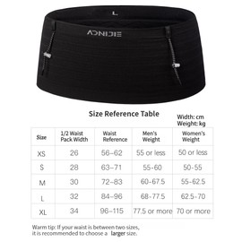 AONIJIE Running Belt with 250ml Soft Flask for Women and Men Lightweight & Non-slip Black Fanny Pack Fits All Size Phones Passport and More (Black with 250ml Soft Flask, L)