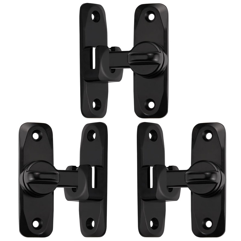 INIRET 3 Pack Barn Door Latches,90/180 Degree Gate Lock,Zinc Alloy