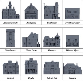 Neil Eyre EyreDesigns Haunted Horror House Set 12 Psycho Bates Addams Meyers Freddy IT Hocus Magnet