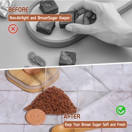 Brown Sugar Keeper Container 1000ml, Glass Jar with Lid and Spoon Airtight Coffee Bean Storage and Terra Cotta Brown Sugar Savers for Softening Baking Salt