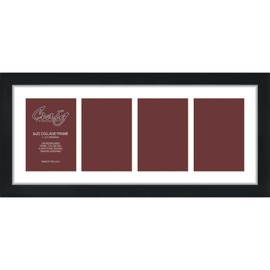 Craig Frames Contemporary, 9x22 Black Picture Frame with White Collage Mat, 4 Openings for 5x7 Prints