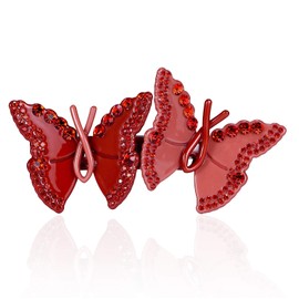 Butterfly Red Navy Austrian Rhinestone Crystal Hair Clip Barrette Ponytail Holder Hair Jewelry Headpiece Claw Clamp C7184 (Red)