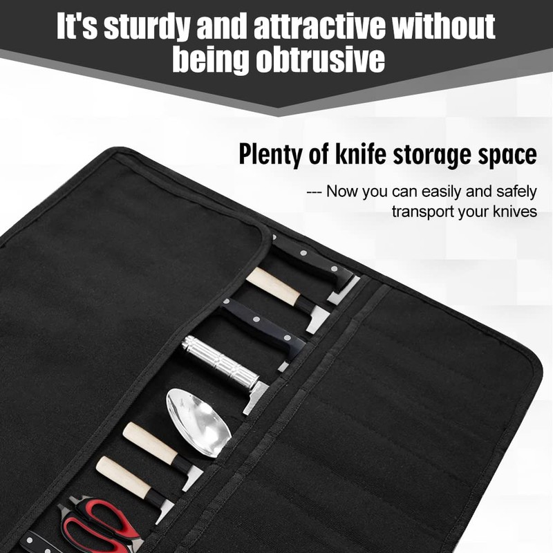 Chef Knife Bag With 24 Slots Cutlery Knives Holders Protectors,