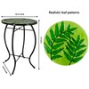 wotieuns Patio Side Table Outdoor Coffee Table Round Glass Feature