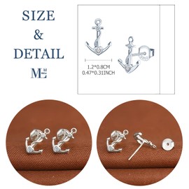 MicLee Earrings studs for women and girl, 925 sterling silver earrings, Anchor earrings studs, Inlaid zircon, fashion elegant women's earrings, silver